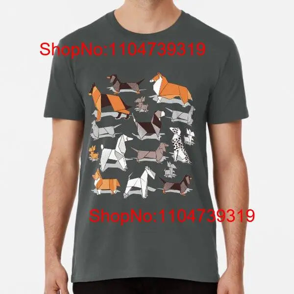 Linen Shirt Breathable - Origami doggie friends grey linen texture