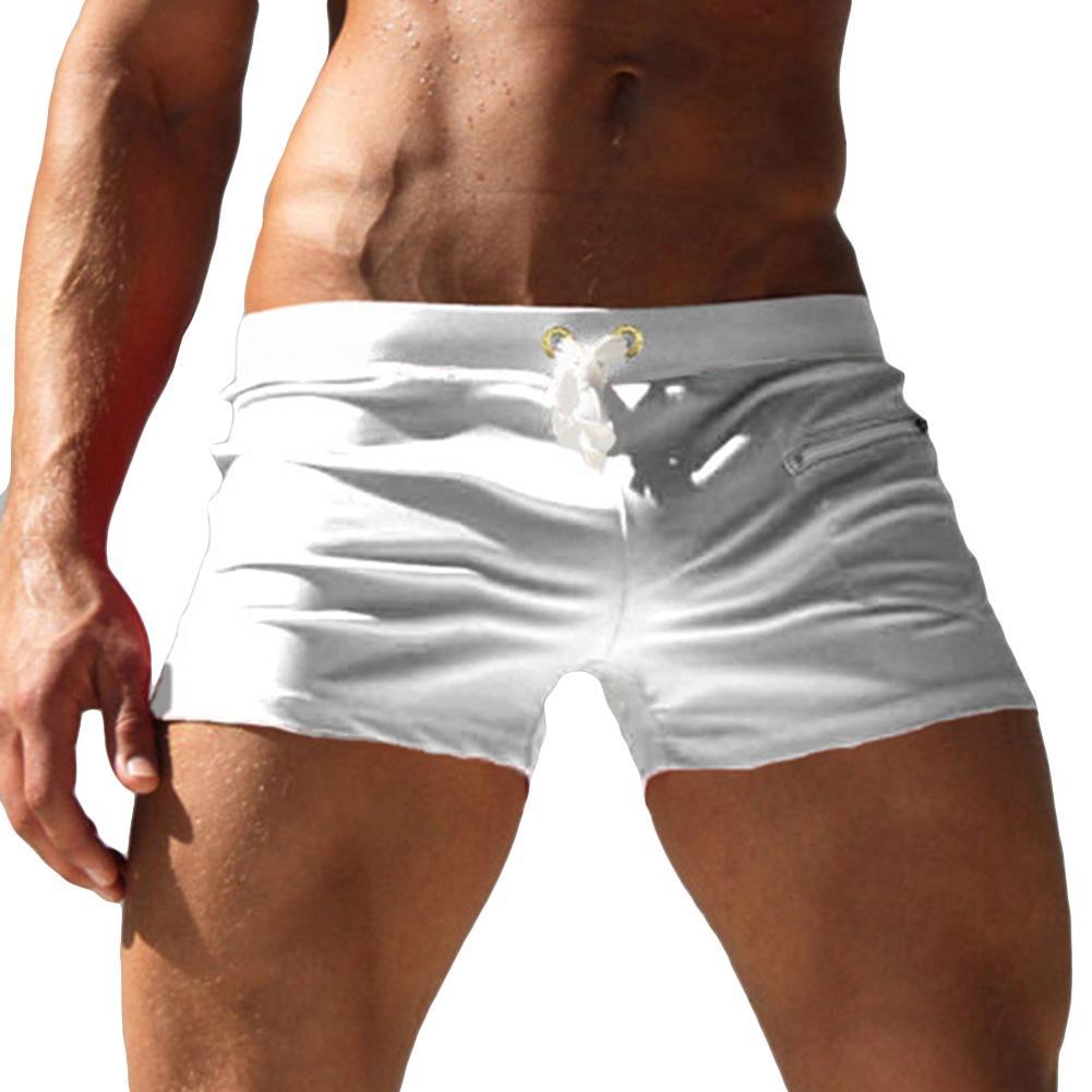 Trunks Board Surf - Men Solid Color Swimming Trunks Drawstring
