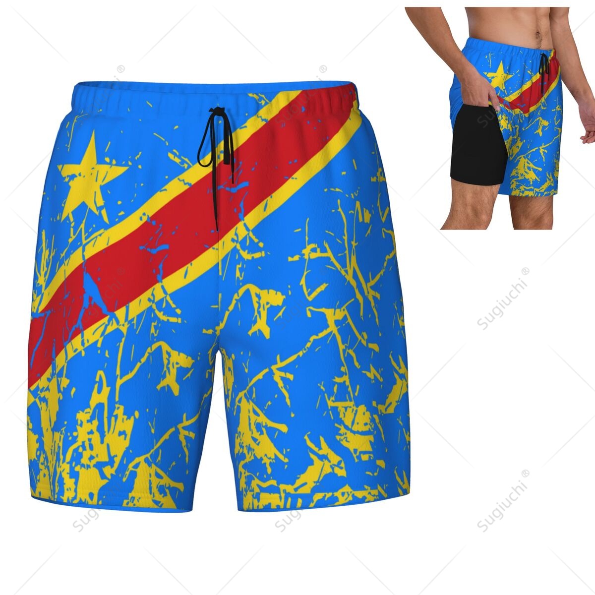 Swim Trunk Quick Dry - Democratic Republic Of Congo Flag 3D