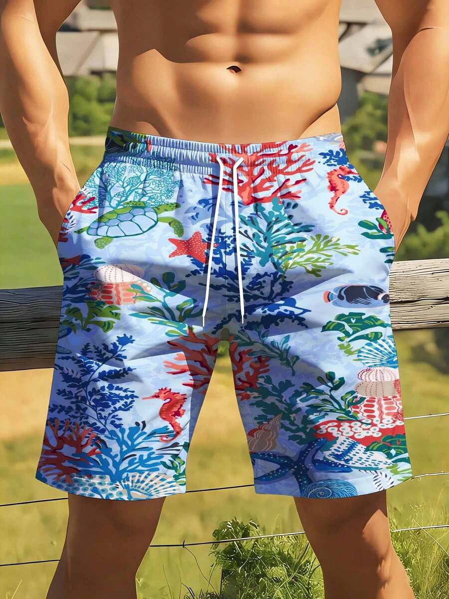 Mens Tropical Coral Print Swim - Swim Trunk Quick Dry reseña y precio