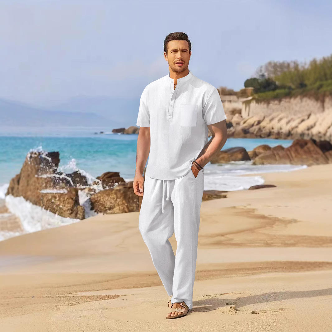 Loose Casual Cotton Linen Men' - Linen Shirt Breathable reseña y precio