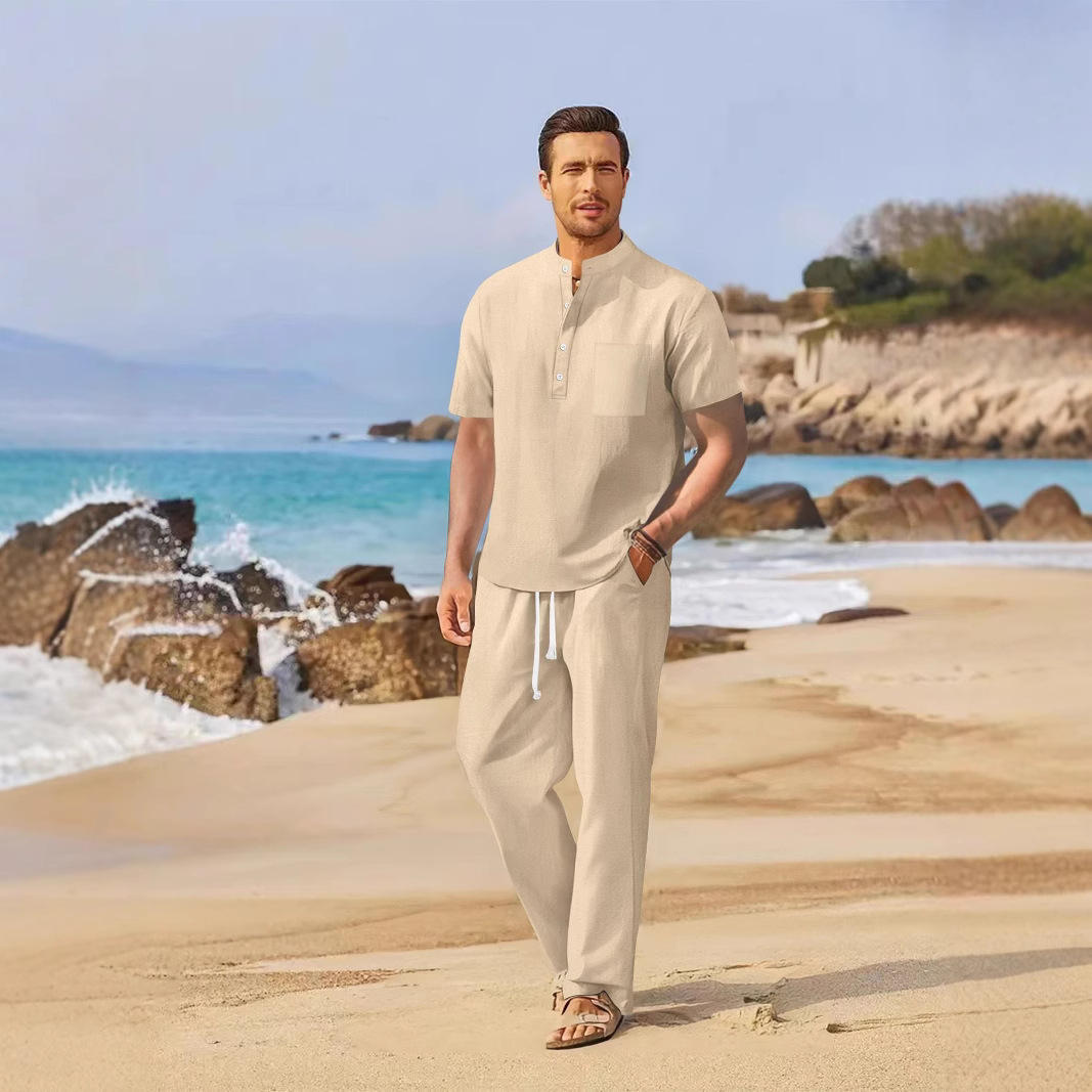 Loose Casual Cotton Linen Men' - Linen Shirt Breathable reseña y precio
