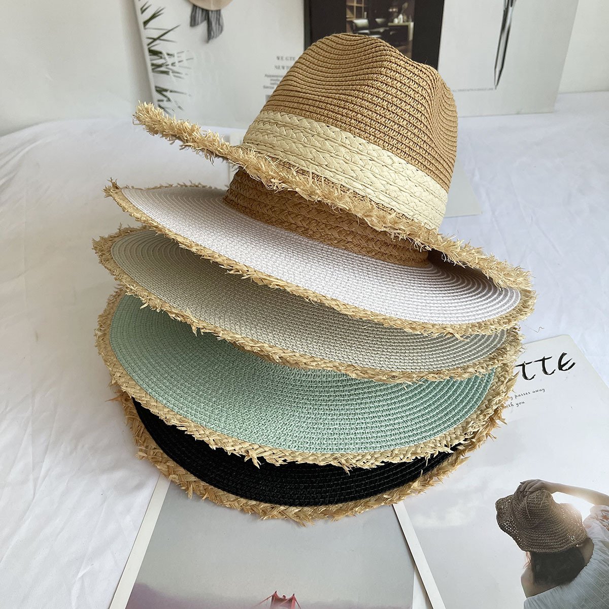 Fringed Brim Panama Hat Wide B - Bucket Hat Straw reseña y precio