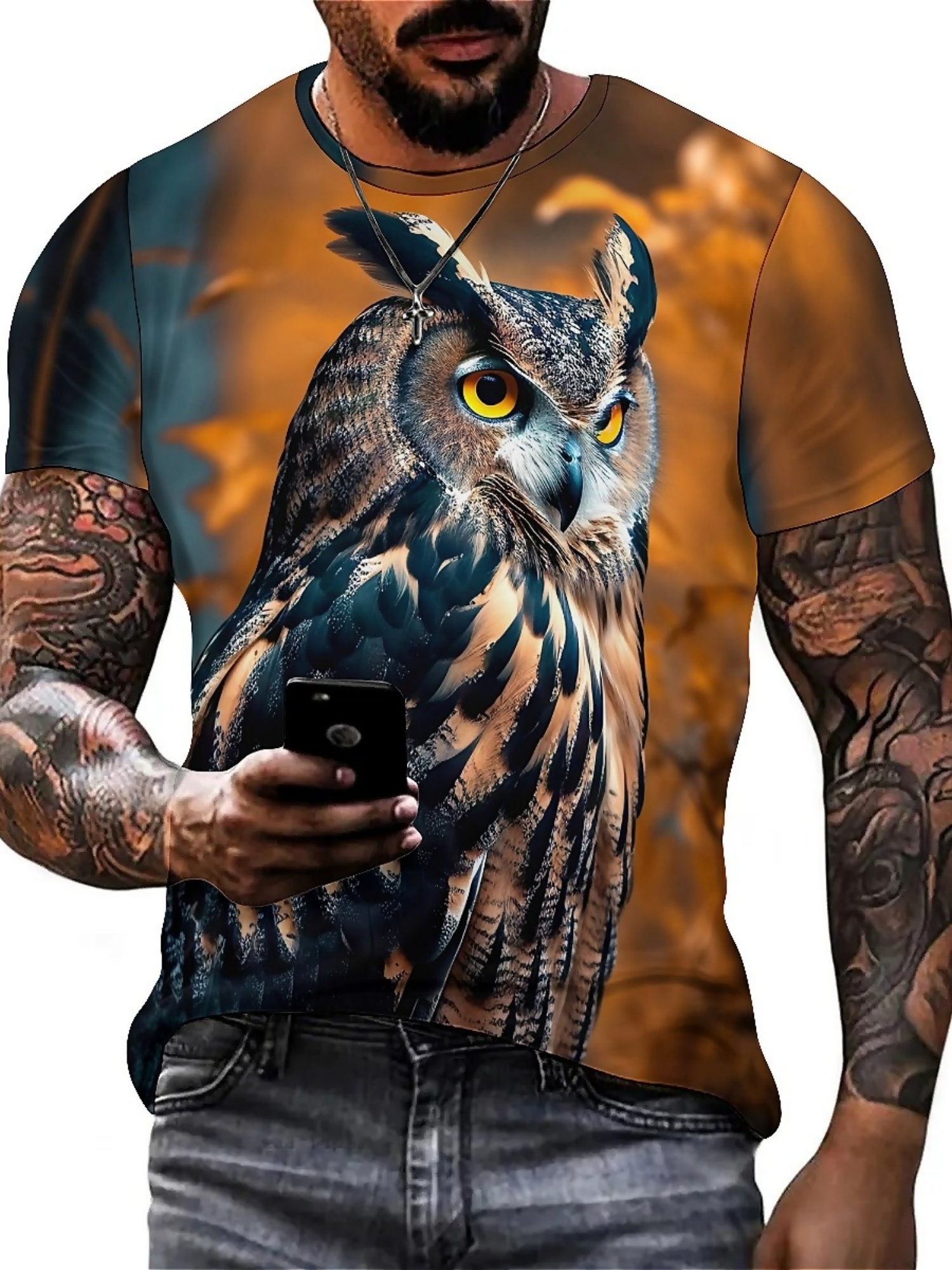 Men's & Women's 3D Print Owl G - Tee Graphic Print reseña y precio