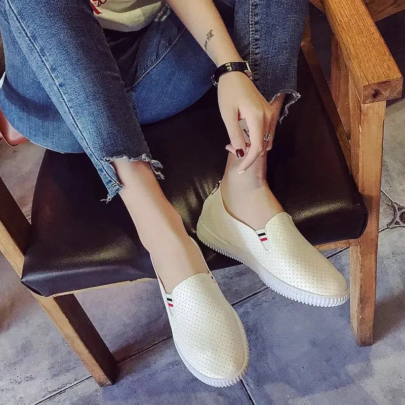 Women Sneakers White Flats Cut - Espadrille Slip On reseña y precio