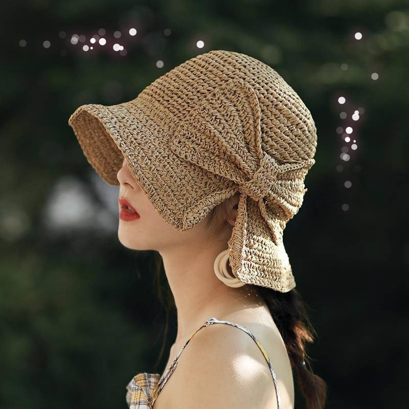 1Pcs Bow Sun Hat Wide Brim Flo - Bucket Hat Straw reseña y precio