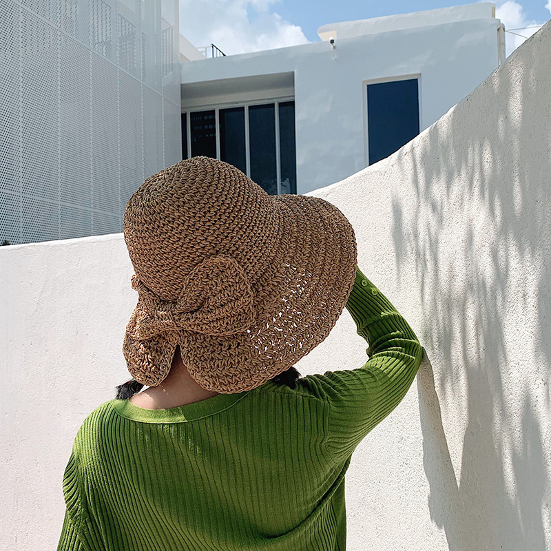 1Pcs Bow Sun Hat Wide Brim Flo - Bucket Hat Straw reseña y precio