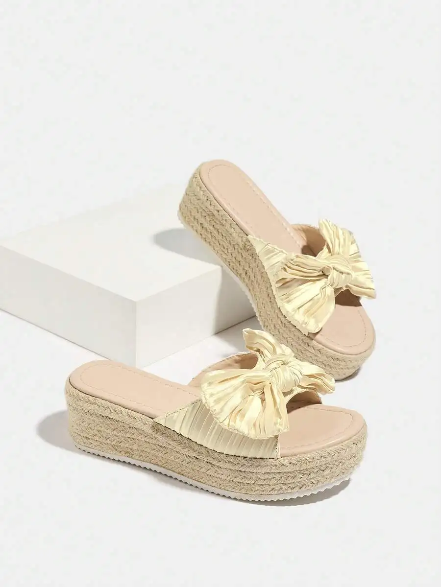 Pleated Satin Bow Espadrille P - Espadrille Slip On reseña y precio