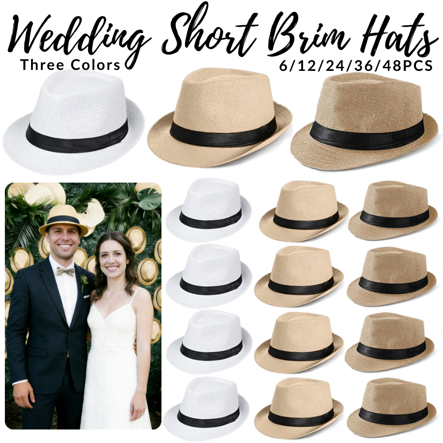 6-48PACK Wedding Straw Fedora  - Bucket Hat Straw reseña y precio