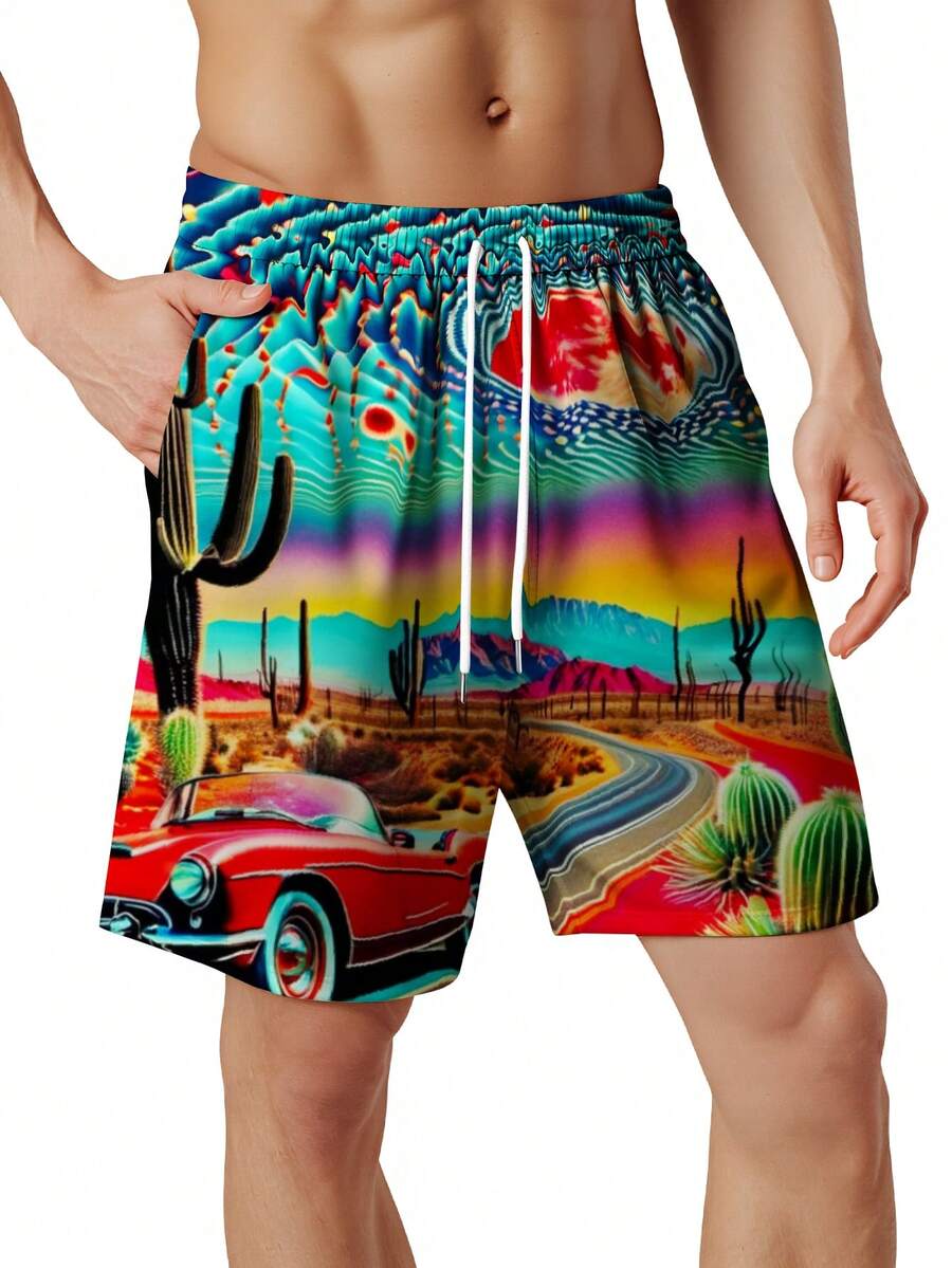 Mens Desert Scene Swim Trunks  - Swim Trunk Quick Dry reseña y precio