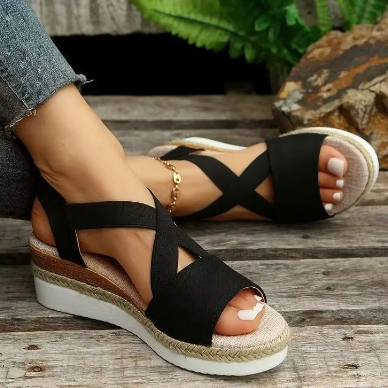 Women's Platform Wedge Sandals - Espadrille Slip On reseña y precio