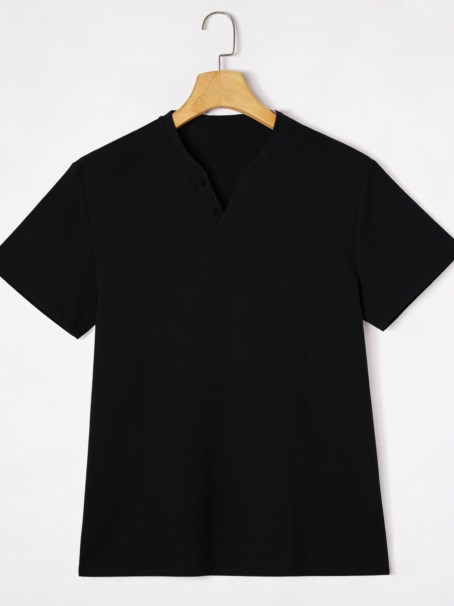 Elegant Black Henley Short-Sle - Linen Shirt Breathable reseña y precio