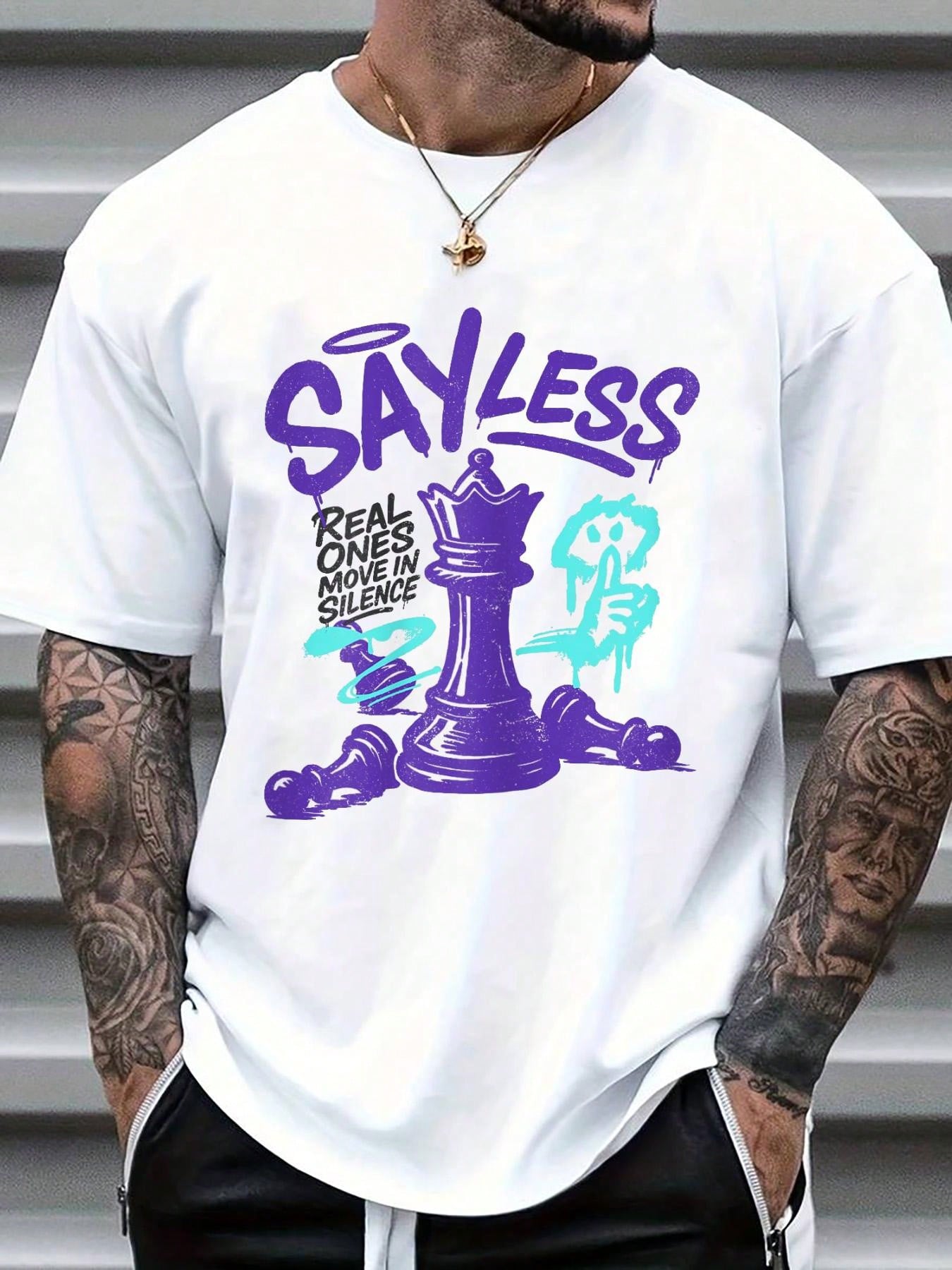 Men's White Cotton Graphic Tee - Tee Graphic Print reseña y precio