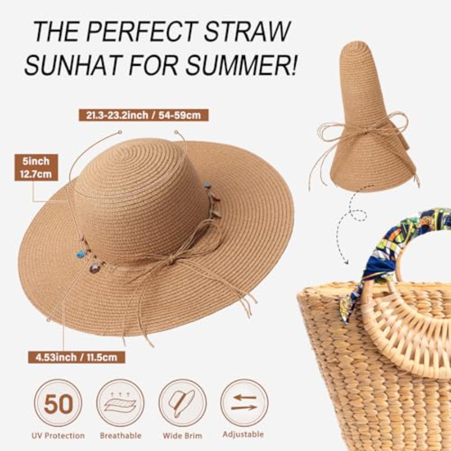 Trifabricy Beach Sun Straw Hat - Packable Hat Nylon reseña y precio