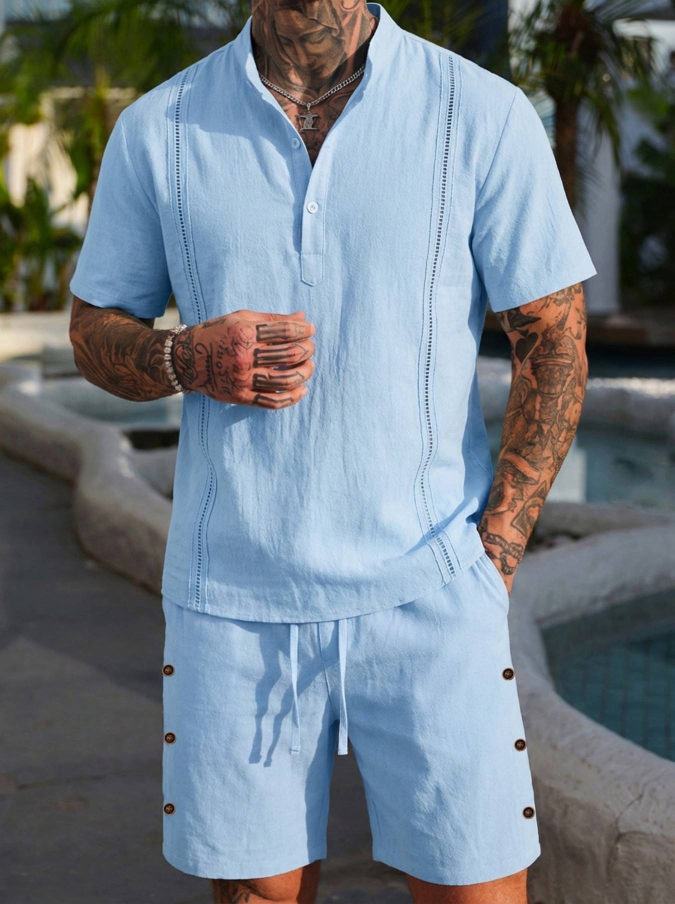 2026 men's summer beach casual - Short Linen Drawstring reseña y precio