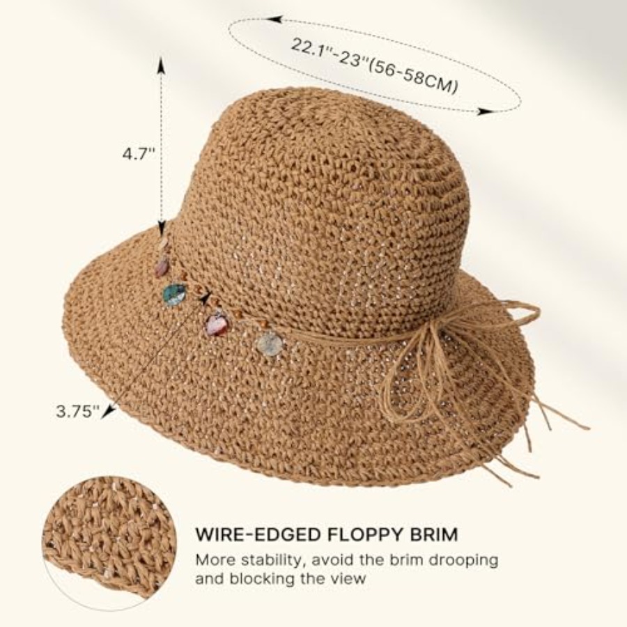 Beach Sun Hats for Women, Stra - Packable Hat Nylon reseña y precio