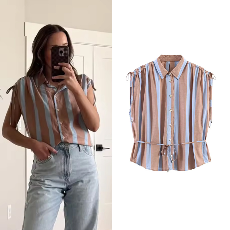 Women's Stripe Shirt 2026 New  - Shirt Camp Collar reseña y precio