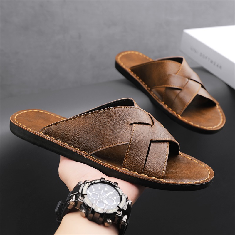 Genuine Leather Men Casual San - Flip Flop Leather Men reseña y precio