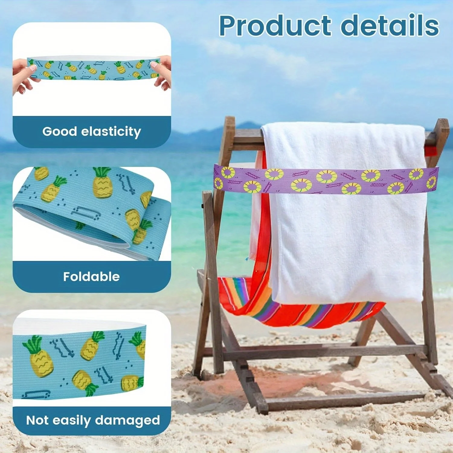 5Pcs  Large Towel Bands for Be - Beach Towel Large reseña y precio