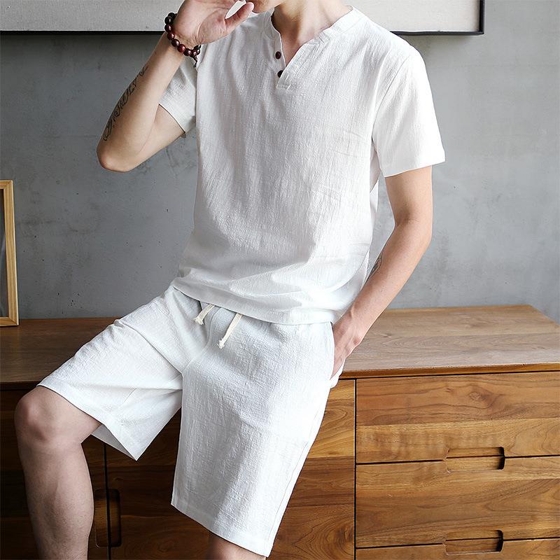 Men's Cotton Linen Set T-shirt - Linen Shirt Breathable reseña y precio