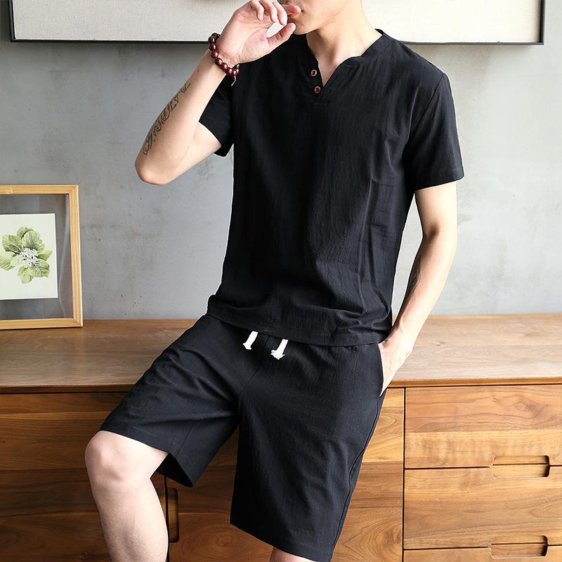 Men's Cotton Linen Set T-shirt - Linen Shirt Breathable reseña y precio