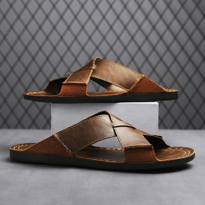 Fashion Genuine Leather Men Sl - Flip Flop Leather Men reseña y precio