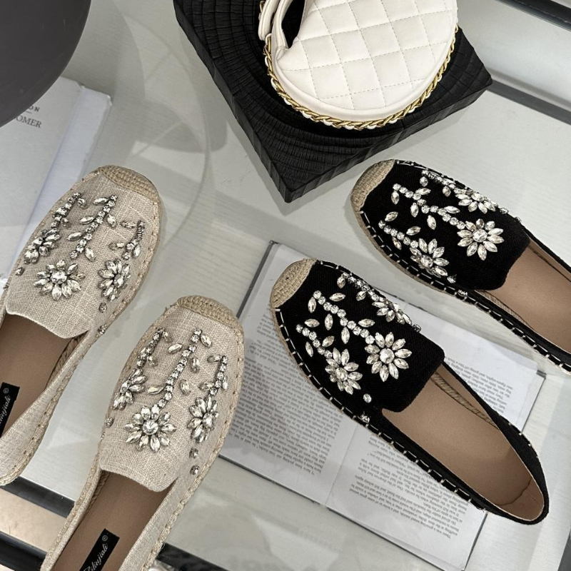 2026 Rhinestone Flower Decorat - Espadrille Slip On reseña y precio