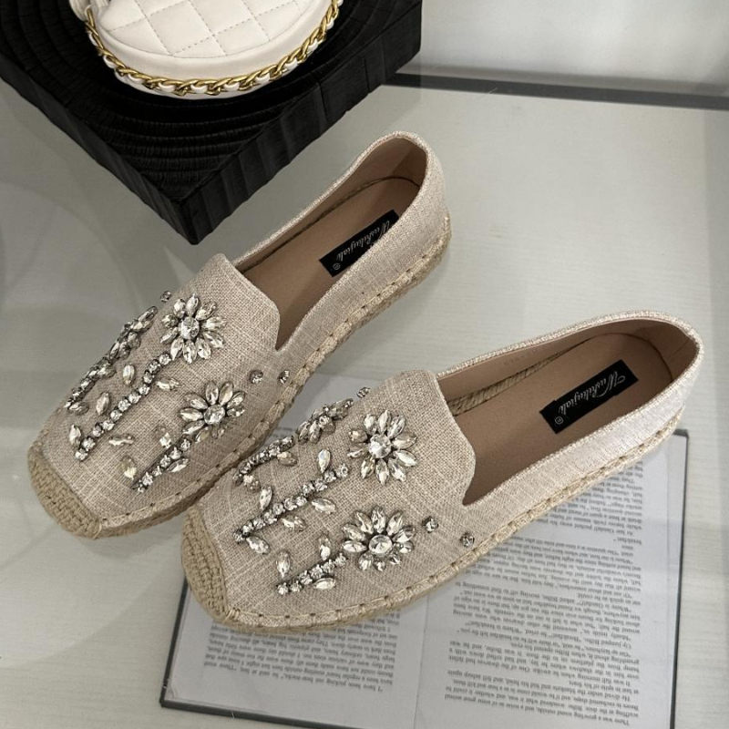2026 Rhinestone Flower Decorat - Espadrille Slip On reseña y precio