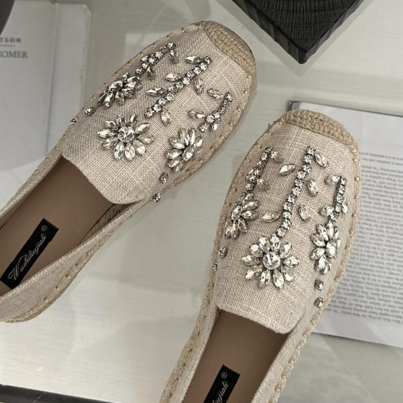 2026 Rhinestone Flower Decorat - Espadrille Slip On reseña y precio