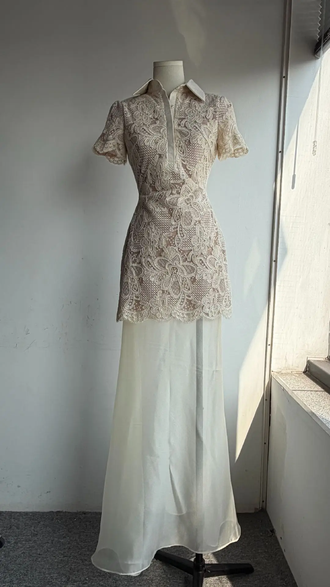 Vintage High Collar Short Slee - Resort Shirt Floral reseña y precio