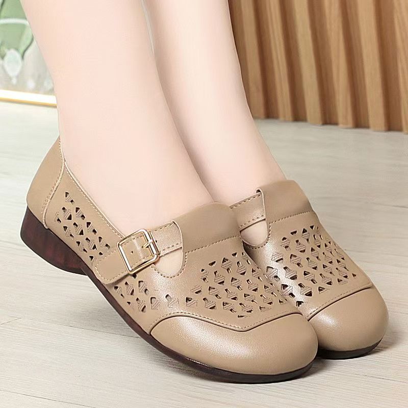 Women's Leather Hollow Out Low - Casual Sandal Leather reseña y precio