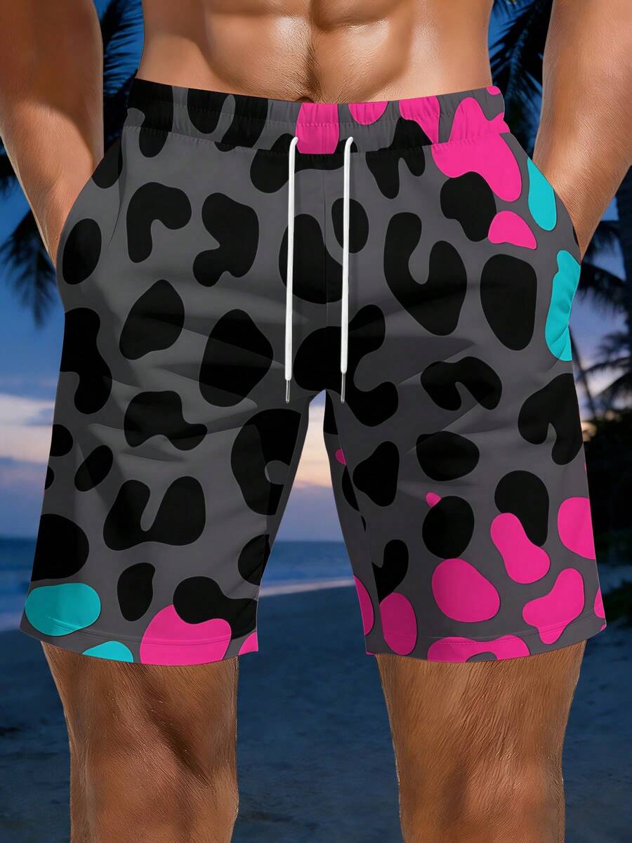 Bold Leopard Print Mens Beach  - Swim Trunk Quick Dry reseña y precio