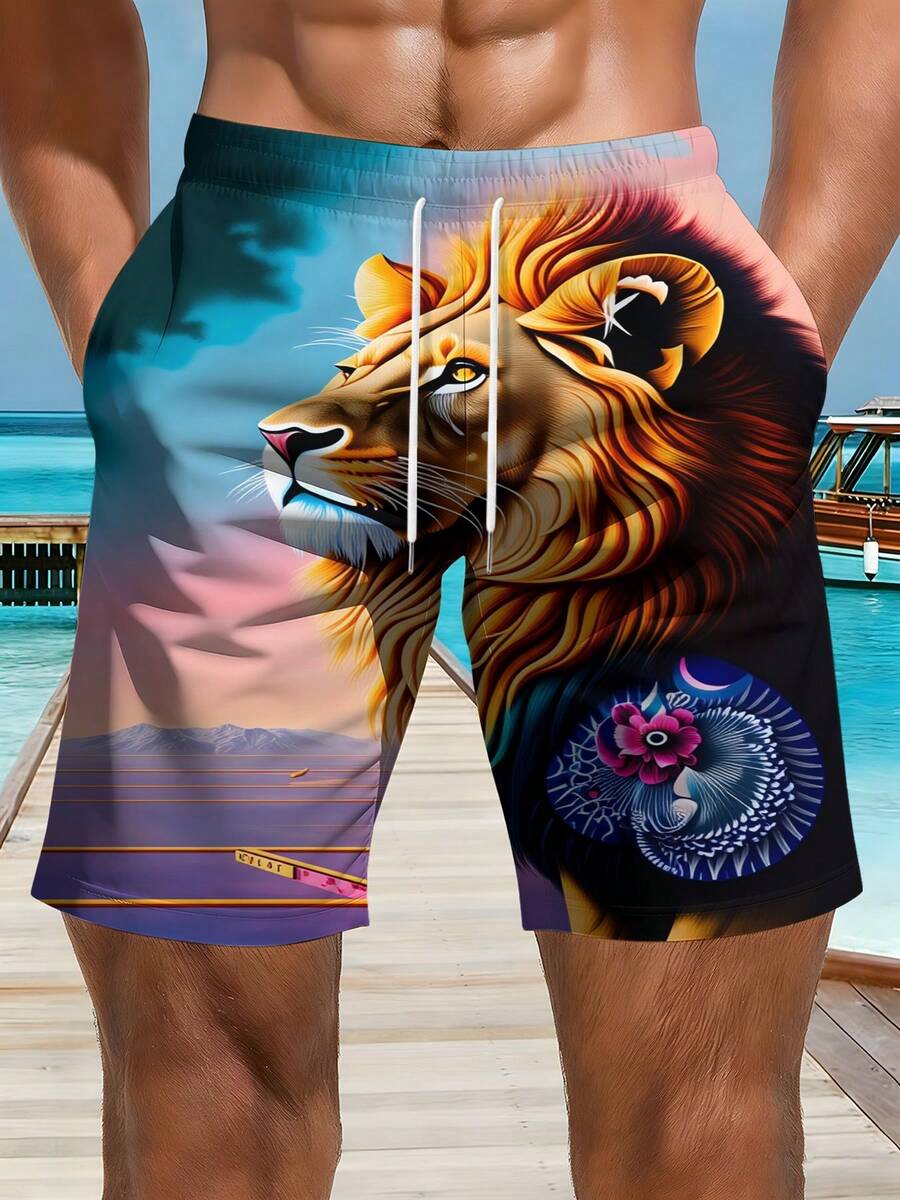 Mens Beach Shorts 3D Print Lio - Swim Trunk Quick Dry reseña y precio