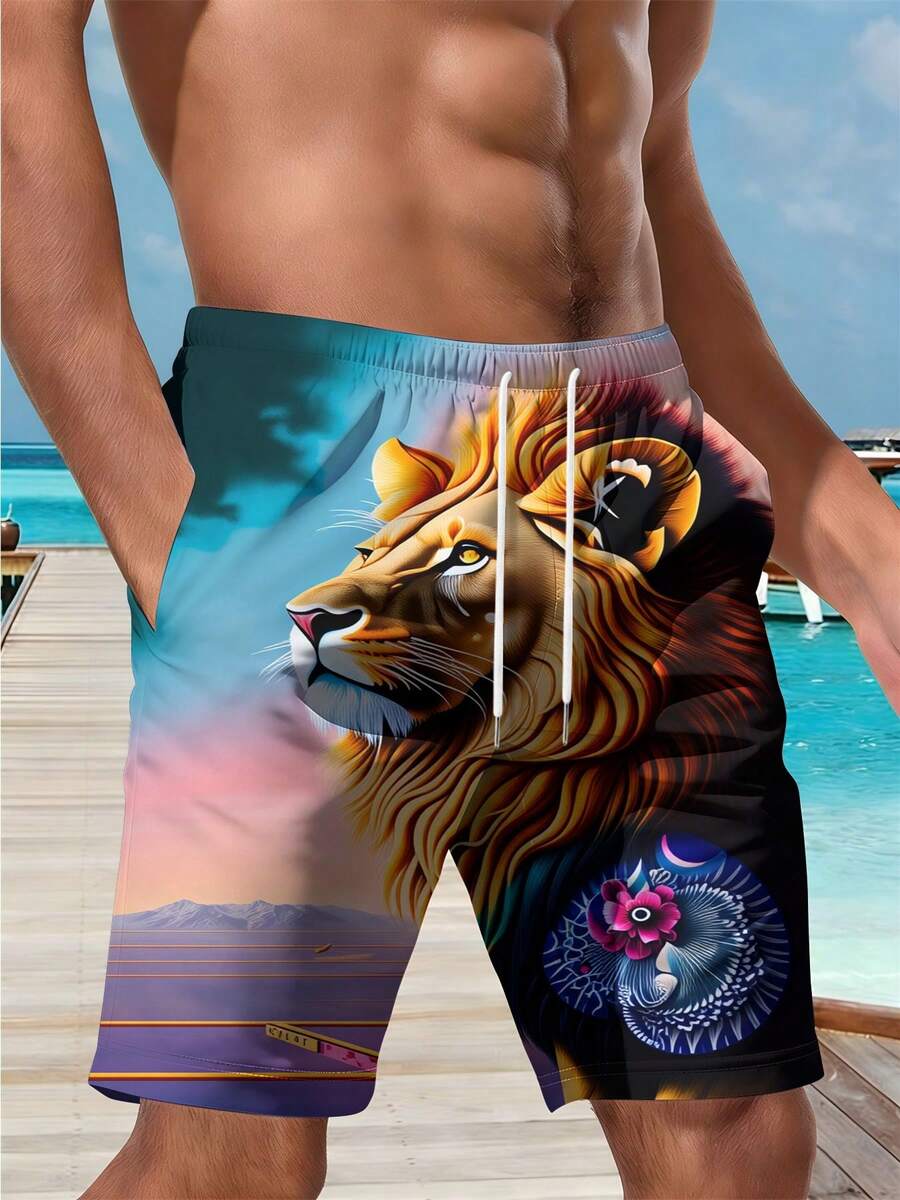 Mens Beach Shorts 3D Print Lio - Swim Trunk Quick Dry reseña y precio