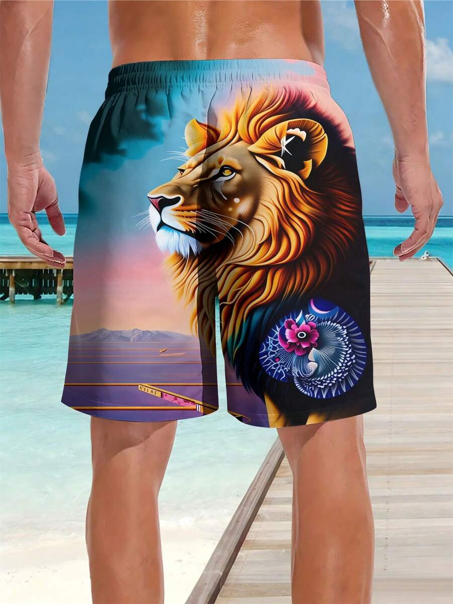 Mens Beach Shorts 3D Print Lio - Swim Trunk Quick Dry reseña y precio