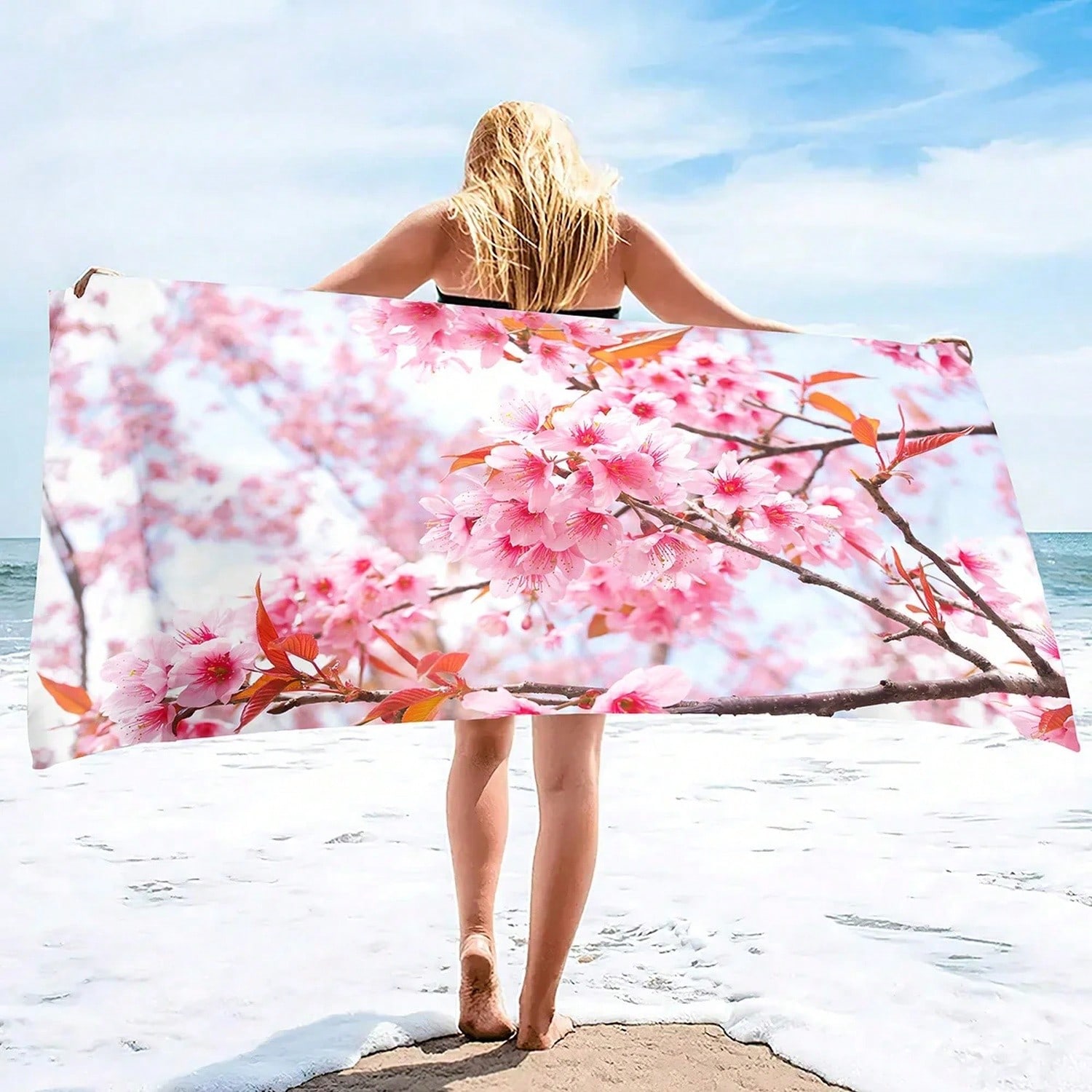 Pink Ry Bloms Sand Free Beach  - Beach Towel Large reseña y precio