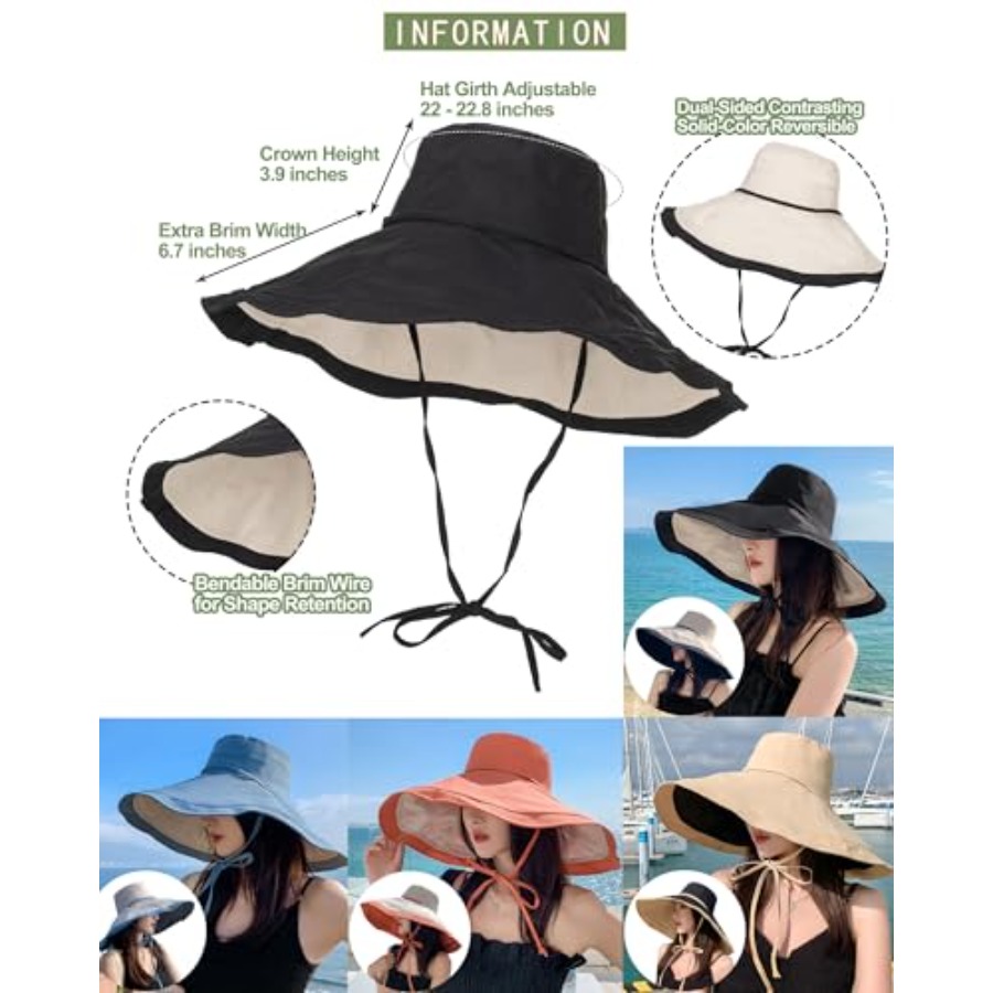 Extra Wide-Brim Sun Hats Women - Packable Hat Nylon reseña y precio