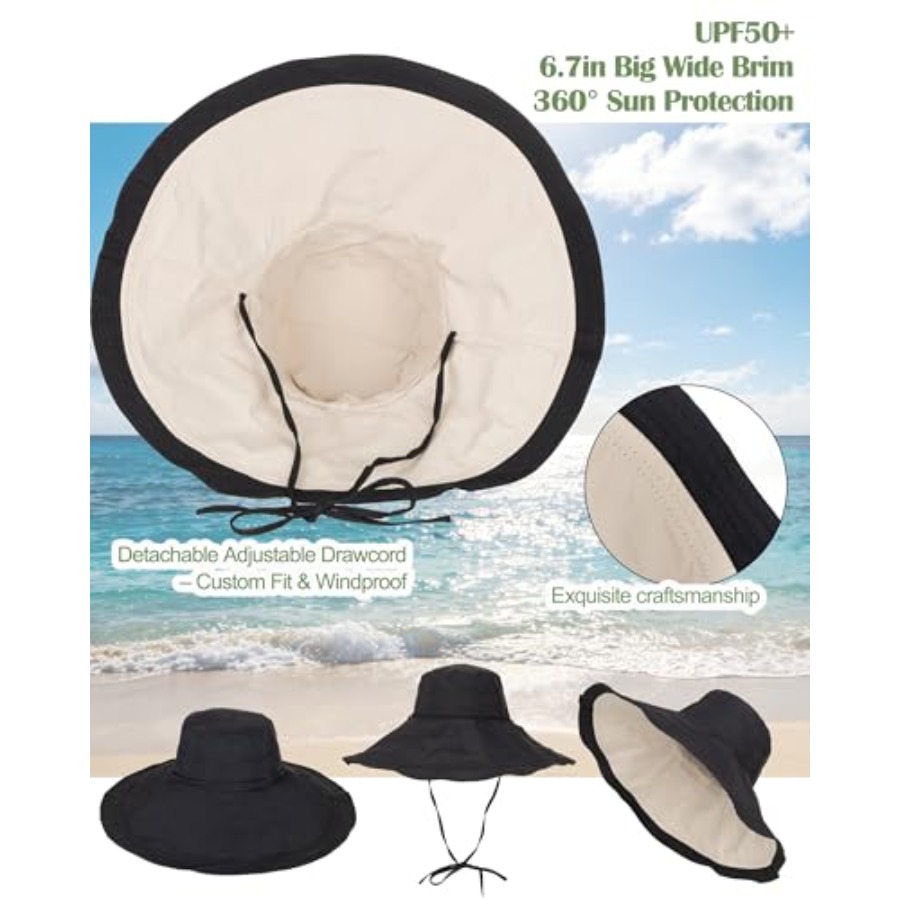 Extra Wide-Brim Sun Hats Women - Packable Hat Nylon reseña y precio