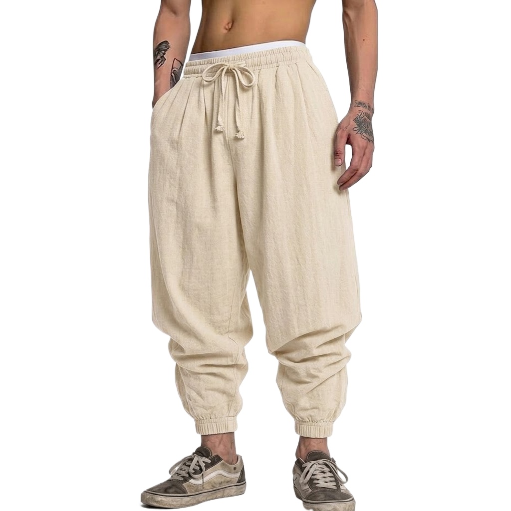 Korean Cotton Linen Trousers A - Short Linen Drawstring reseña y precio