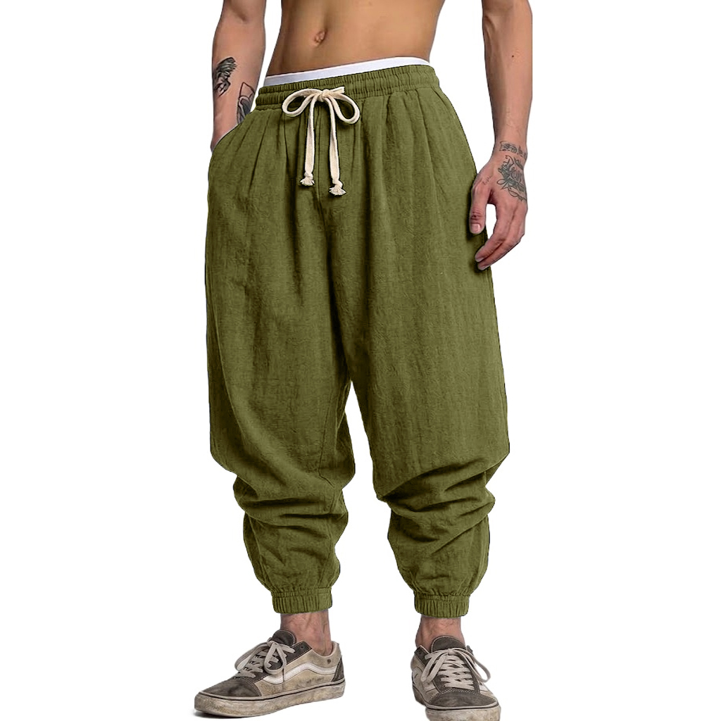 Korean Cotton Linen Trousers A - Short Linen Drawstring reseña y precio