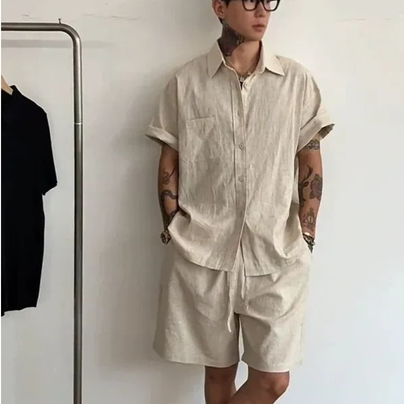 Mens Linen Cotton 2 Piece Set  - Linen Shirt Breathable reseña y precio