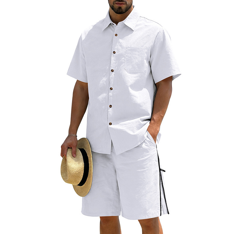Men's Casual Cotton Linen 2 Pi - Short Linen Drawstring reseña y precio
