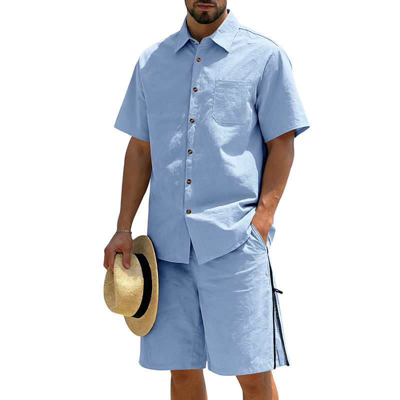 Men's Casual Cotton Linen 2 Pi - Short Linen Drawstring reseña y precio
