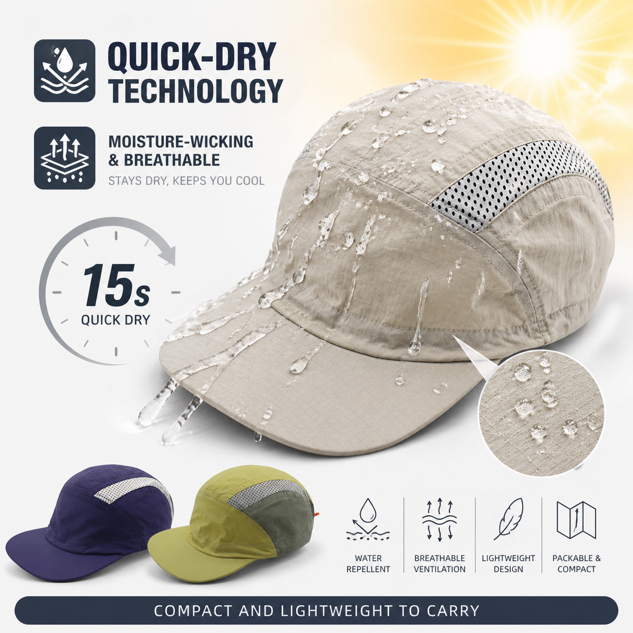 Quick Dry Running Cap Men Wome - Packable Hat Nylon reseña y precio