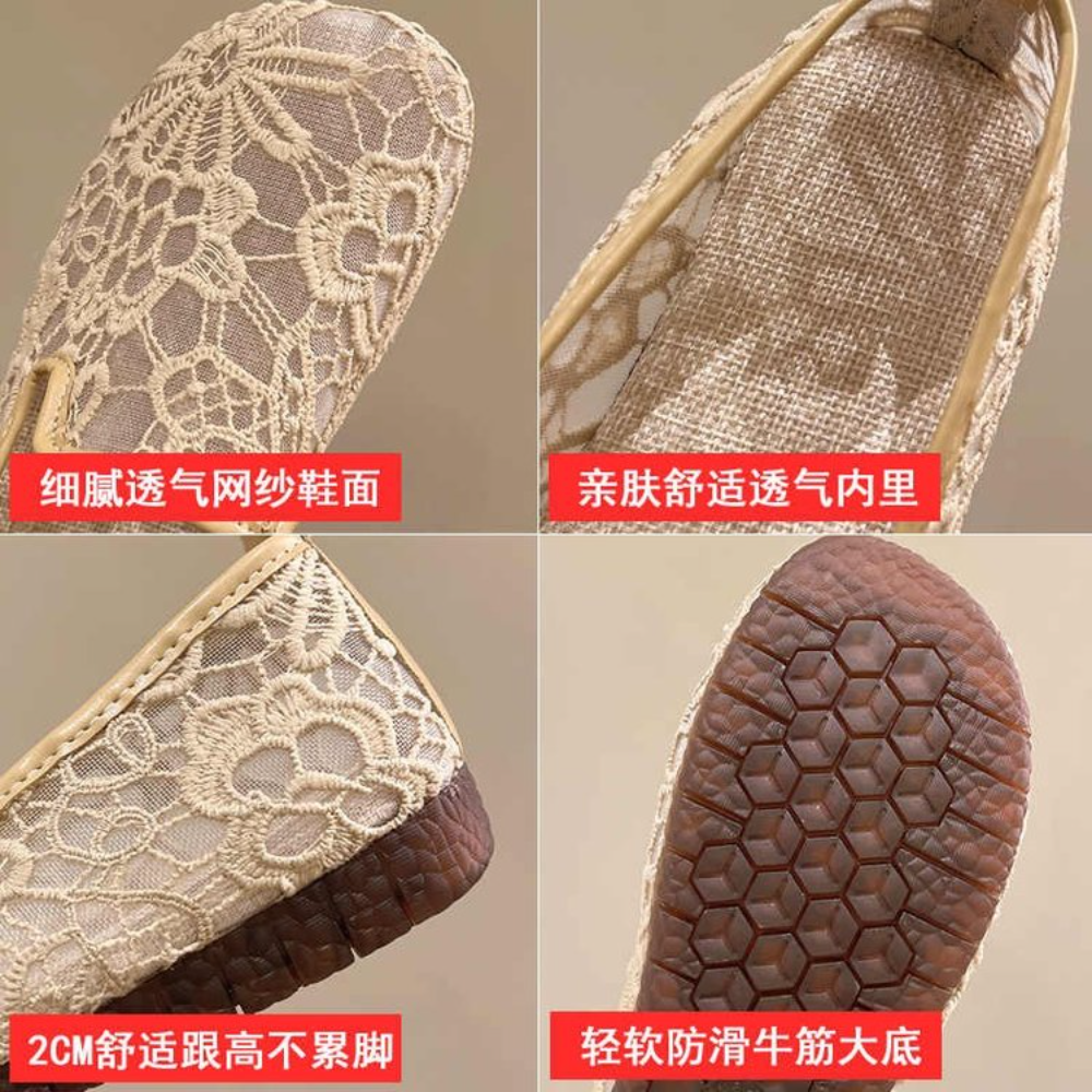Chic Lace Mesh Hollow Out Espa - Espadrille Slip On reseña y precio