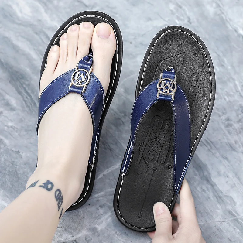 Men's Flip-flops Solid Color w - Flip Flop Leather Men reseña y precio