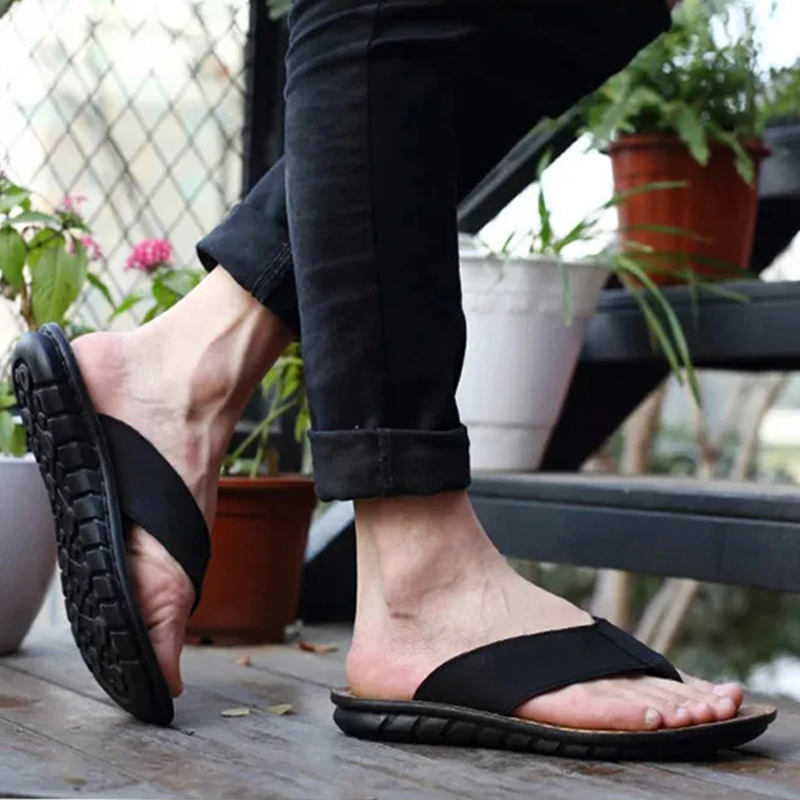 Summer Shoes Men Slippers Genu - Flip Flop Leather Men reseña y precio