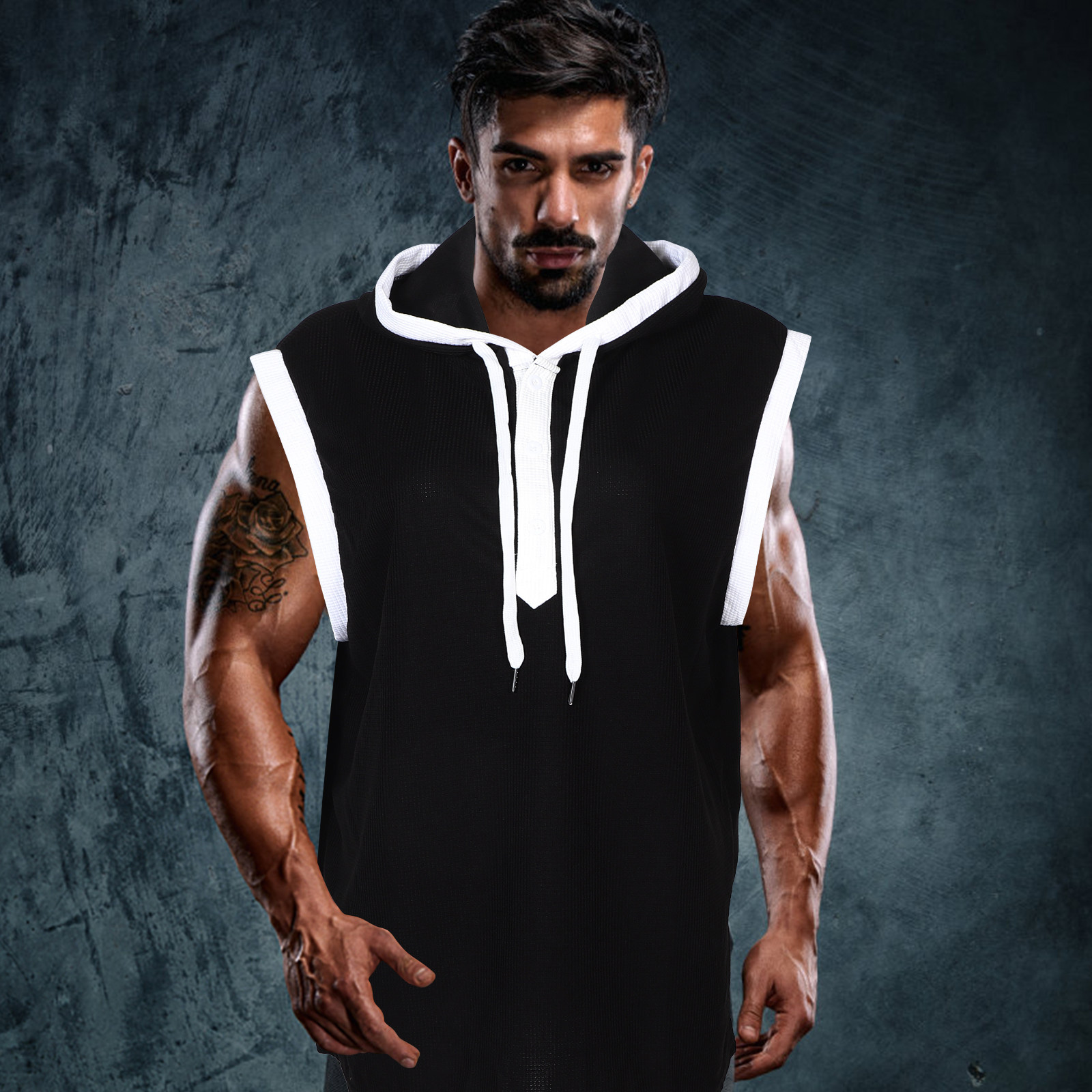 Men Sleeveless Hooded Shirt Mu - Tank Top Muscle reseña y precio