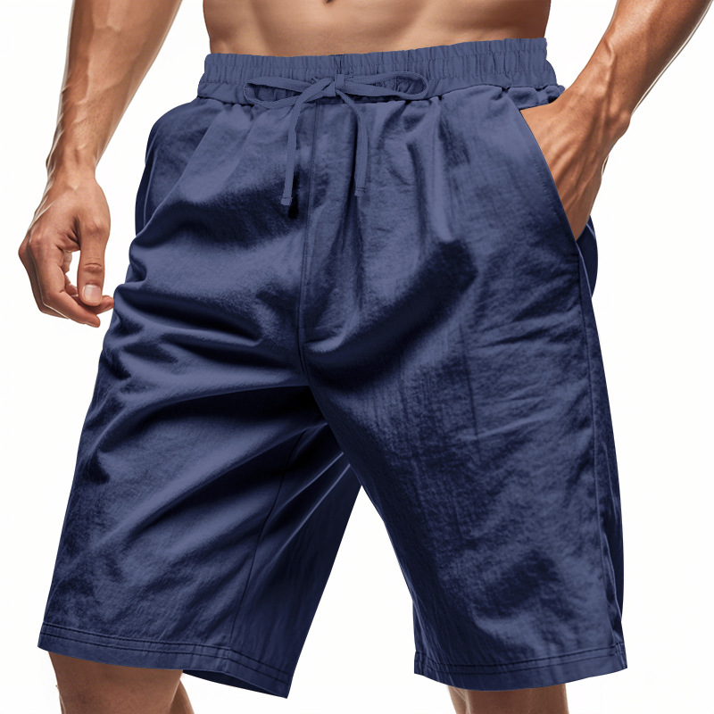 2026 New Men Cotton Linen Beac - Short Linen Drawstring reseña y precio