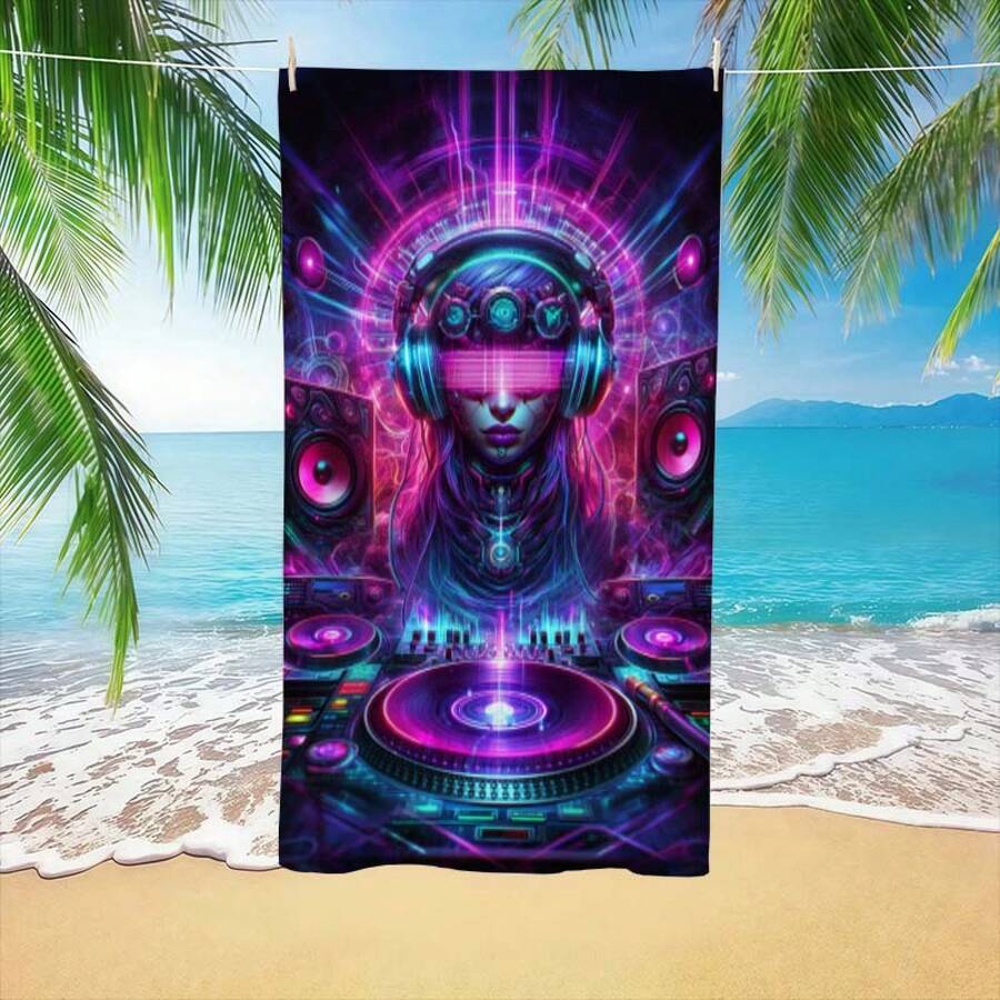 Extra Large Cyberpunk DJ Patte - Beach Towel Large reseña y precio